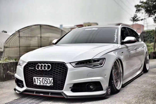 Audi S6 / A6 Avant / A6 S-Line (with s-line bumper, does not base model) C7.5 2016 2017 2018 with Aftermarket Parts - Front Lip Pre-preg Carbon Fiber from Karbel Carbon