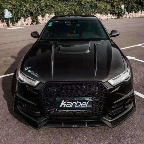 Audi S6 / A6 Avant / A6 S-Line (with s-line bumper, does not base model) C7.5 2016 2017 2018 with Aftermarket Parts - Front Lip Pre-preg Carbon Fiber from Karbel Carbon