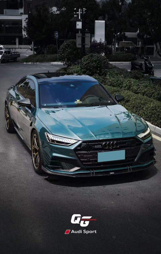 Audi S7 A7 (with s-line bumper) C8 2019-ON with Aftermarket Parts - Front Lip Pre-preg Carbon Fiber from Karbel Carbon