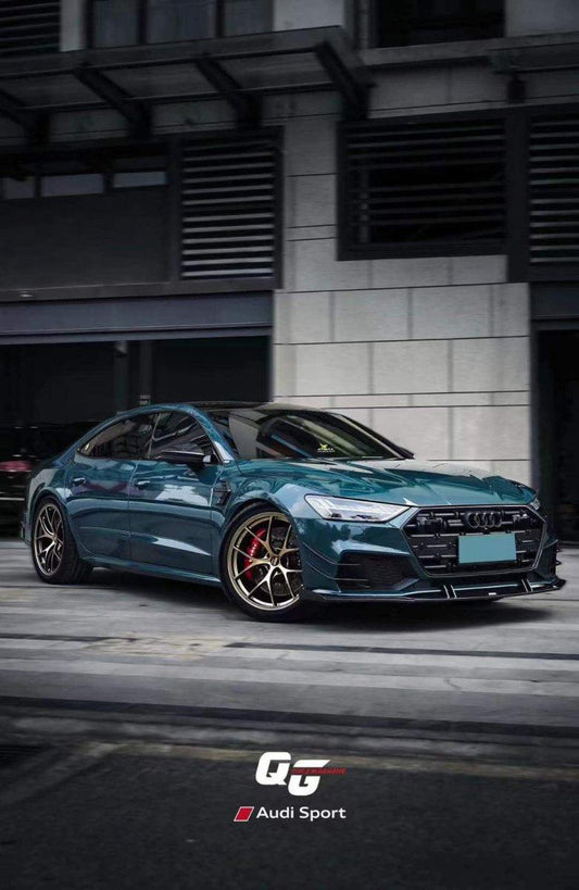 Audi S7 A7 (with s-line bumper) C8 2019-ON with Aftermarket Parts - Front Lip Pre-preg Carbon Fiber from Karbel Carbon