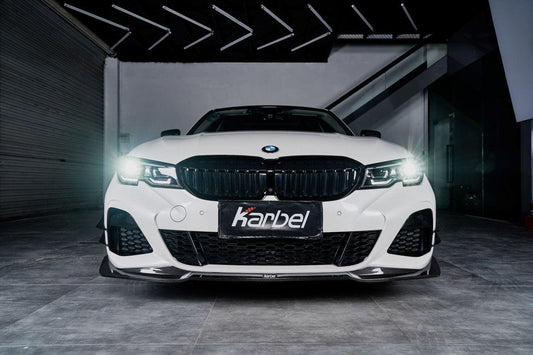 BMW 3 Series 330i (with M-package bumper, does not fit base model) M340i G20 G21 Pre-LCI 2019-2022 with Aftermarket Parts - Front Lip Pre-preg Carbon Fiber from Karbel Carbon