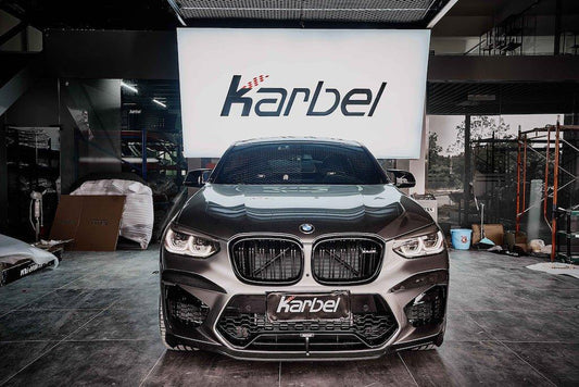 BMW X3M X3MC F97 Pre-LCI 2019 2020 2021 & X4M X4MC F98 Pre-LCI 2019 2020 2021 with Aftermarket Parts - Front Lip Pre-preg Carbon Fiber from Karbel Carbon