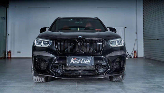 BMW X3M X3MC F97 Pre-LCI 2019 2020 2021 & X4M X4MC F98 Pre-LCI 2019 2020 2021 with Aftermarket Parts - Front Lip Pre-preg Carbon Fiber from Karbel Carbon