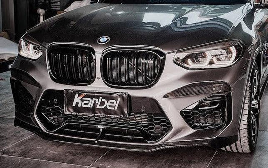 BMW X3M X3MC F97 Pre-LCI 2019 2020 2021 & X4M X4MC F98 Pre-LCI 2019 2020 2021 with Aftermarket Parts - Front Lip Pre-preg Carbon Fiber from Karbel Carbon