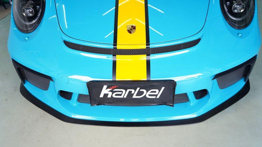 Porsche 911 991.2 GT3 2018 2019 with Aftermarket Parts - Front Splitter & Side Lip Extension Pre-preg Carbon Fiber from Karbel Carbon