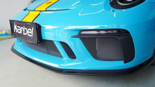 Porsche 911 991.2 GT3 2018 2019 with Aftermarket Parts - Front Splitter & Side Lip Extension Pre-preg Carbon Fiber from Karbel Carbon