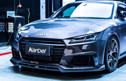 Audi TTS / TT (with s-line bumper) 8S MK3 2015 2016 2017 2018 2019 with Aftermarket Parts - Front Lip Pre-preg Carbon Fiber from Karbel Carbon