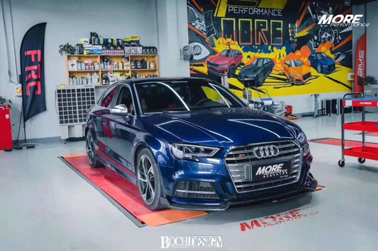 Audi S3 A3 8V & 8V.5 2017 2018 2019 2020 with Aftermarket Parts -  Front Lip Pre-preg Carbon Fiber from Karbel Carbon