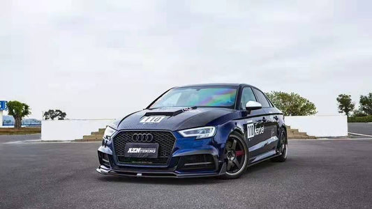 Audi S3 A3 8V & 8V.5 2017 2018 2019 2020 with Aftermarket Parts -  Front Lip Pre-preg Carbon Fiber from Karbel Carbon