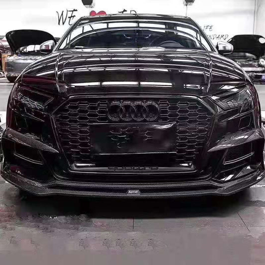 Audi S3 A3 8V & 8V.5 2017 2018 2019 2020 with Aftermarket Parts -  Front Lip Pre-preg Carbon Fiber from Karbel Carbon