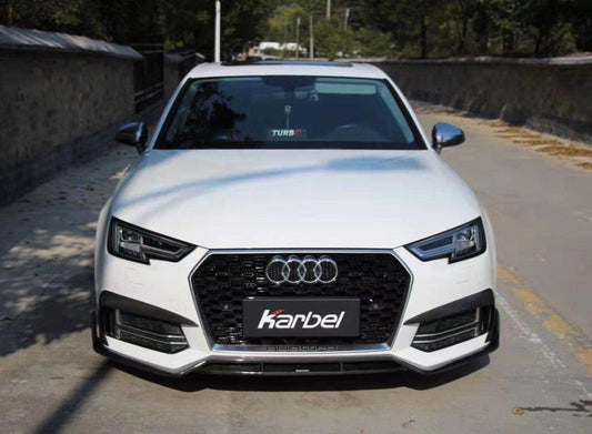 Audi S4 A4 S-line (with s-line bumper, does not fit base model) B9 2017 2018 with Aftermarket Parts - Front Lip Pre-preg Carbon Fiber from Karbel Carbon