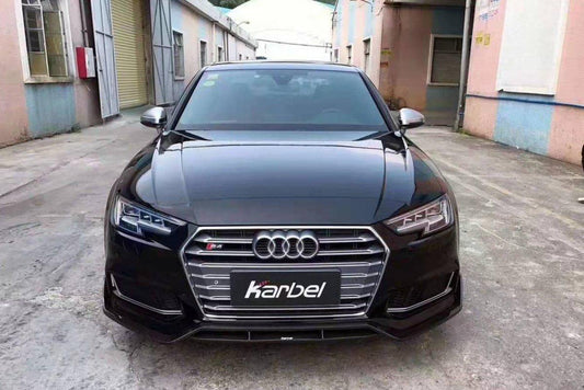 Audi S4 A4 S-line (with s-line bumper, does not fit base model) B9 2017 2018 with Aftermarket Parts - Front Lip Pre-preg Carbon Fiber from Karbel Carbon