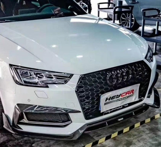 Audi S4 A4 S-line (with s-line bumper, does not fit base model) B9 2017 2018 with Aftermarket Parts - Front Lip Pre-preg Carbon Fiber from Karbel Carbon