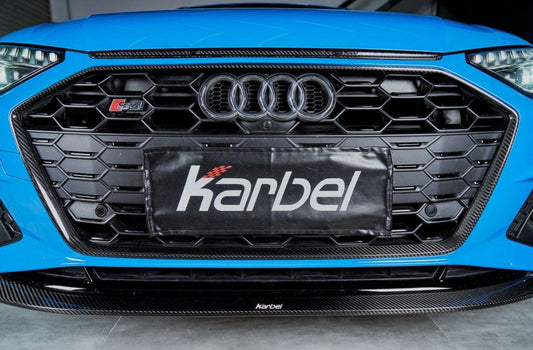 Audi S4 A4 S-line (with s-line bumper, does not fit base model) B9.5 2020 2021 2022 2023 2024 with Aftermarket Parts - Front Lip Pre-preg Carbon Fiber from Karbel Carbon