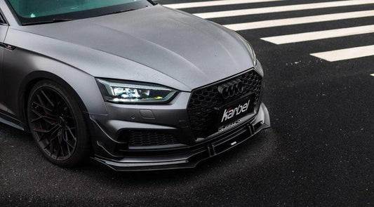 Audi S5 A5 (with s-line bumper, does not base model) B9 2017-2019 with Aftermarket Parts - V1 Front Lip Pre-preg Carbon Fiber from Karbel Carbon