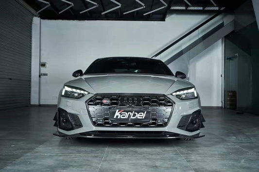 Audi S5 A5 (with s-line bumper, does not base model) B9.5 2020-ON with Aftermarket Parts - V1 Style Front Lip Pre-preg Carbon Fiber from Karbel Carbon