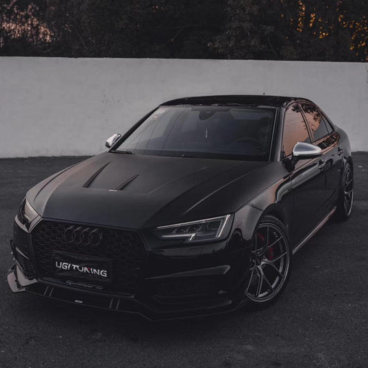 Audi S4 A4 S-line (with s-line bumper, does not fit base model) B9 2017 2018 with Aftermarket Parts - Front Lip Pre-preg Carbon Fiber from Karbel Carbon