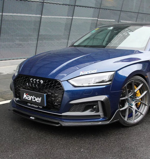 Audi S5 A5 (with s-line bumper, does not base model) B9 2017 2018 2019 with Aftermarket Parts - V2 Style Front Lip Pre-preg Carbon Fiber from Karbel Carbon