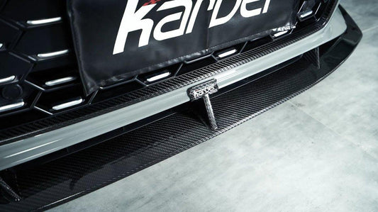 Audi S5 A5 (with s-line bumper, does not base model) B9.5 2020 2021 2022 2023 2024 with Aftermarket Parts - V2 Style Front Lip Pre-preg Carbon Fiber from Karbel Carbon