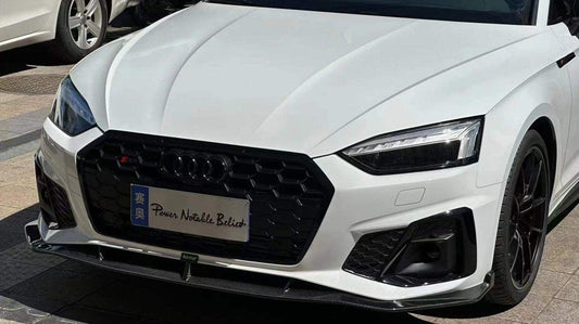 Audi S5 A5 (with s-line bumper, does not base model) B9.5 2020 2021 2022 2023 2024 with Aftermarket Parts - V2 Style Front Lip Pre-preg Carbon Fiber from Karbel Carbon