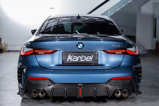 BMW 4 series 430i (with M-package bumper, does not fit base model) M440i G22 G23 2020-ON with Aftermarket Parts - Rear Bumper Canards Pre-preg Carbon Fiber from Karbel Carbon