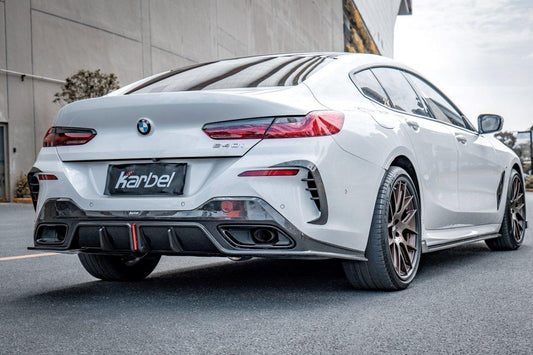 BMW 8 Series M850 840 (With M-Package Bumper) G14 G15 G16 2018 2019 2020 2021 2022 2023 2024 with Aftermarket Parts - Rear Bumper Canards Pre-preg Carbon Fiber from Karbel Carbon