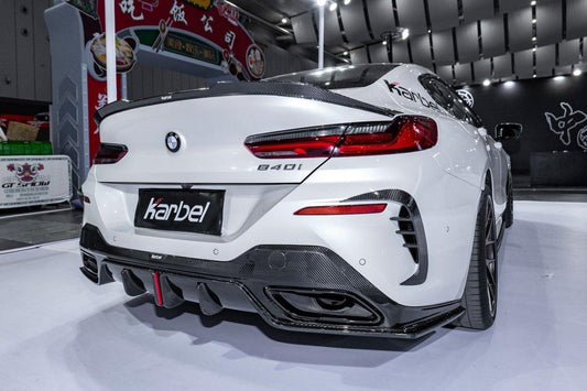 BMW 8 Series M850 840 (With M-Package Bumper) G14 G15 G16 2018 2019 2020 2021 2022 2023 2024 with Aftermarket Parts - Rear Bumper Canards Pre-preg Carbon Fiber from Karbel Carbon