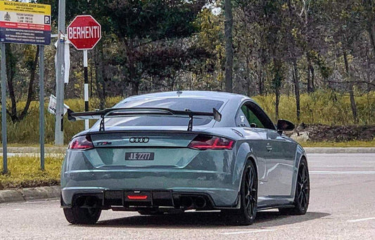 Audi TTS / TT (with s-line bumper) 8S MK3 2015 2016 2017 2018 2019 with Aftermarket Parts - Rear Diffuser & Canards Pre-preg Carbon Fiber from Karbel Carbon