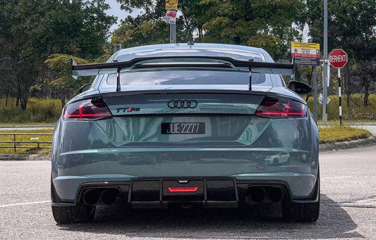 Audi TTS / TT (with s-line bumper) 8S MK3 2015 2016 2017 2018 2019 with Aftermarket Parts - Rear Diffuser & Canards Pre-preg Carbon Fiber from Karbel Carbon