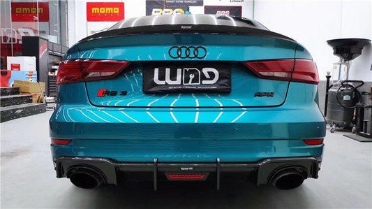 Audi RS3 8V.5 2018 2019 2020 with Aftermarket Parts -  Rear Diffuser Pre-preg Carbon Fiber from Karbel Carbon