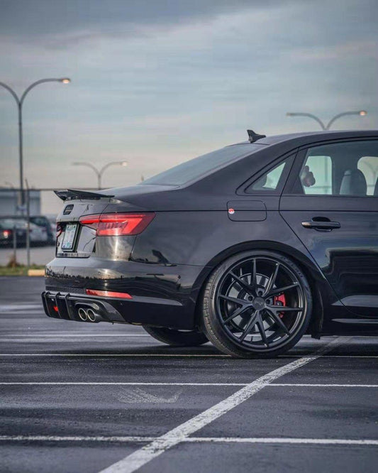 Audi S4 A4 (with S-line bumper, does not fit base model) B9 2017 2018 2019 with Aftermarket Parts - V1 (With LED Light) & V2 (Without LED Light) & V3 (RS4 Style) Style Rear Diffuser Pre-preg Carbon Fiber from Karbel Carbon