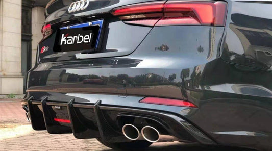 Audi S5 A5 (with s-line bumper, does not base model) B9 2017 2018 2019 with Aftermarket Parts - Rear Diffuser Pre-preg Carbon Fiber from Karbel Carbon