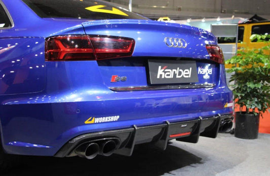 Audi S6 / A6 Avant / A6 S-Line (with s-line bumper, does not base model) C7.5 2016-2018 with Aftermarket Parts - Rear Diffuser Pre-preg Carbon Fiber from Karbel Carbon