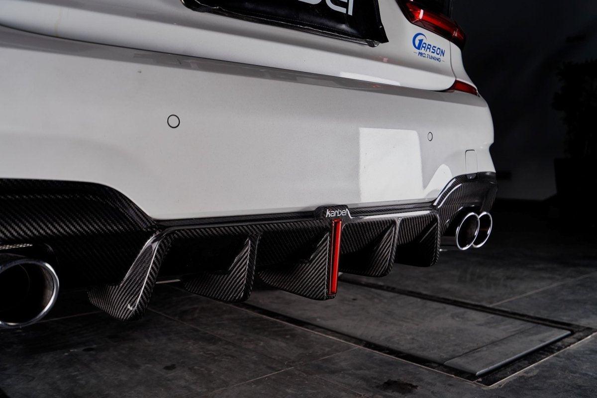 330i Rear Diffuser Stock BMW 3 Series 330i M340i Aftermarket Parts - Karbel Rear Diffuser Carbon ...