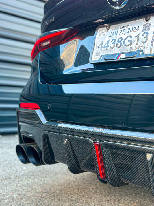 BMW 4 series 430i M440i G22 G23 2020-ON with Aftermarket Parts - Rear Diffuser & Canards Pre-preg Carbon Fiber from Karbel Carbon