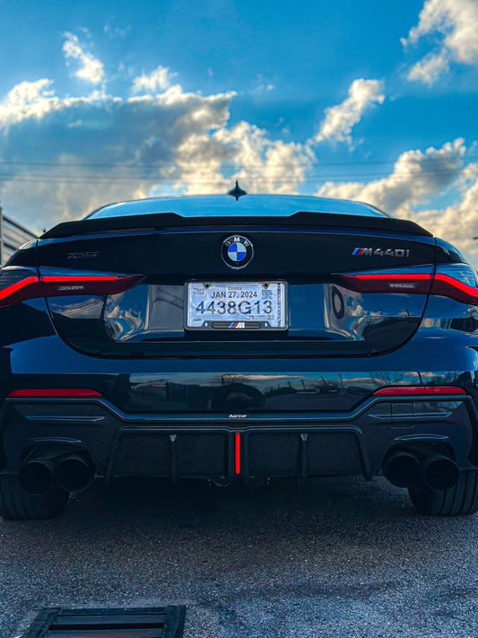 BMW 4 series 430i M440i G22 G23 2020-ON with Aftermarket Parts - Rear Diffuser & Canards Pre-preg Carbon Fiber from Karbel Carbon