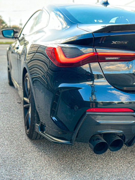 BMW 4 series 430i M440i G22 G23 2020-ON with Aftermarket Parts - Rear Diffuser & Canards Pre-preg Carbon Fiber from Karbel Carbon