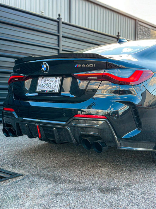 BMW 4 series 430i M440i G22 G23 2020-ON with Aftermarket Parts - Rear Diffuser & Canards Pre-preg Carbon Fiber from Karbel Carbon