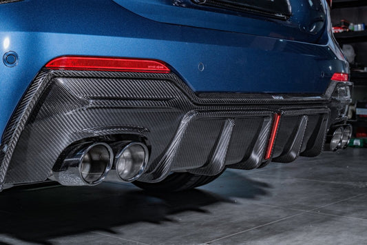 BMW 4 series 430i M440i G22 G23 2020-ON with Aftermarket Parts - Rear Diffuser & Canards Pre-preg Carbon Fiber from Karbel Carbon