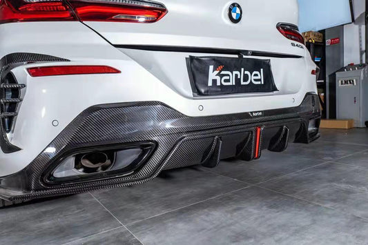 BMW 8 Series M850 840 (With M-Package Bumper) G16 2018 2019 2020 2021 2022 2023 2024 with Aftermarket Parts - Rear Diffuser Pre-preg Carbon Fiber from Karbel Carbon