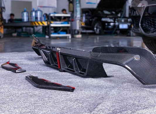 BMW X3 G01 Pre-LCI 2019 2020 2021 & X3M X3MC F97 Pre-LCI 2019 2020 2021 with Aftermarket Parts - Rear Diffuser & Canards Pre-preg Carbon Fiber from Karbel Carbon