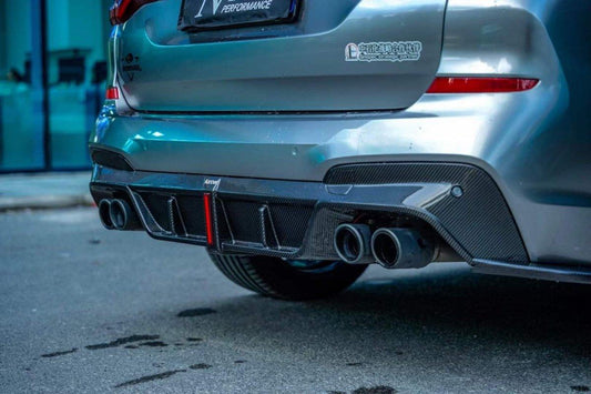 BMW X3 G01 Pre-LCI 2019 2020 2021 & X3M X3MC F97 Pre-LCI 2019 2020 2021 with Aftermarket Parts - Rear Diffuser & Canards Pre-preg Carbon Fiber from Karbel Carbon