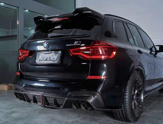 BMW X3 G01 Pre-LCI 2019 2020 2021 & X3M X3MC F97 Pre-LCI 2019 2020 2021 with Aftermarket Parts - Rear Diffuser & Canards Pre-preg Carbon Fiber from Karbel Carbon