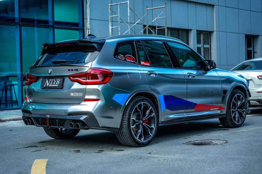 BMW X3 G01 Pre-LCI 2019 2020 2021 & X3M X3MC F97 Pre-LCI 2019 2020 2021 with Aftermarket Parts - Rear Diffuser & Canards Pre-preg Carbon Fiber from Karbel Carbon