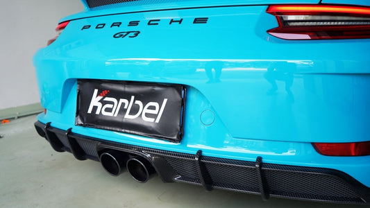 Porsche 911 991.2 GT3 2018 2019 with Aftermarket Parts - Rear Diffuser Pre-preg Carbon Fiber from Karbel Carbon