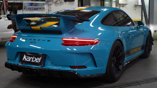 Porsche 911 991.2 GT3 2018 2019 with Aftermarket Parts - Rear Diffuser Pre-preg Carbon Fiber from Karbel Carbon