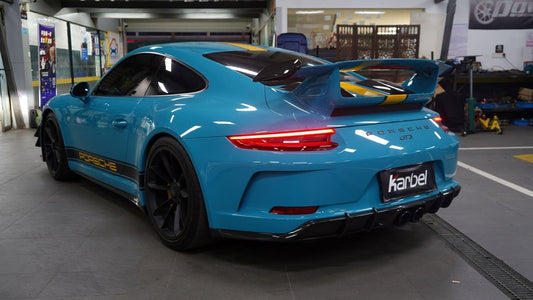 Porsche 911 991.2 GT3 2018 2019 with Aftermarket Parts - Rear Diffuser Pre-preg Carbon Fiber from Karbel Carbon