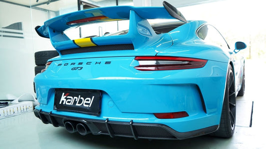 Porsche 911 991.2 GT3 2018 2019 with Aftermarket Parts - Rear Diffuser Pre-preg Carbon Fiber from Karbel Carbon