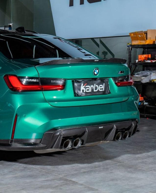 BMW M3 G80 G81 2021-ON with Aftermarket Parts - Rear Diffuser & Canards Pre-preg Carbon Fiber from Karbel Carbon