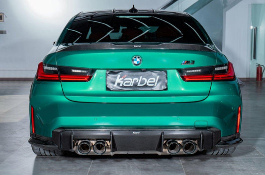 BMW M3 G80 G81 2021-ON with Aftermarket Parts - Rear Diffuser & Canards Pre-preg Carbon Fiber from Karbel Carbon